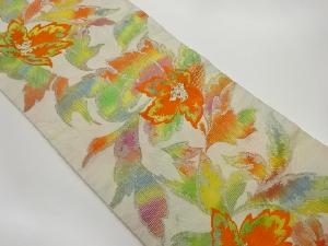 草花模様織出し名古屋帯